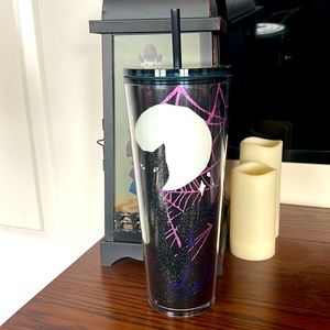 Starbucks Halloween Glow in the Dark Black Sparkling Cat Tumbler